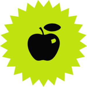Hamilton Day's yellow star badge with a black apple icon vertically and horizontally aligned within it