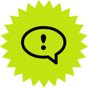 Hamilton Day's yellow star badge with black icon of a speech bubble vertically and horizontally aligned within it