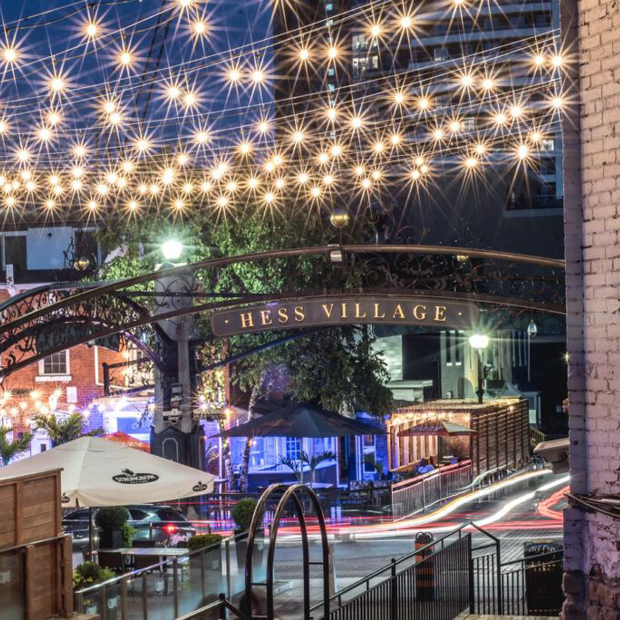 Hess Village in the evening