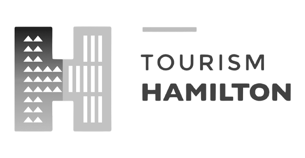 Tourism Hamilton logo in black and white